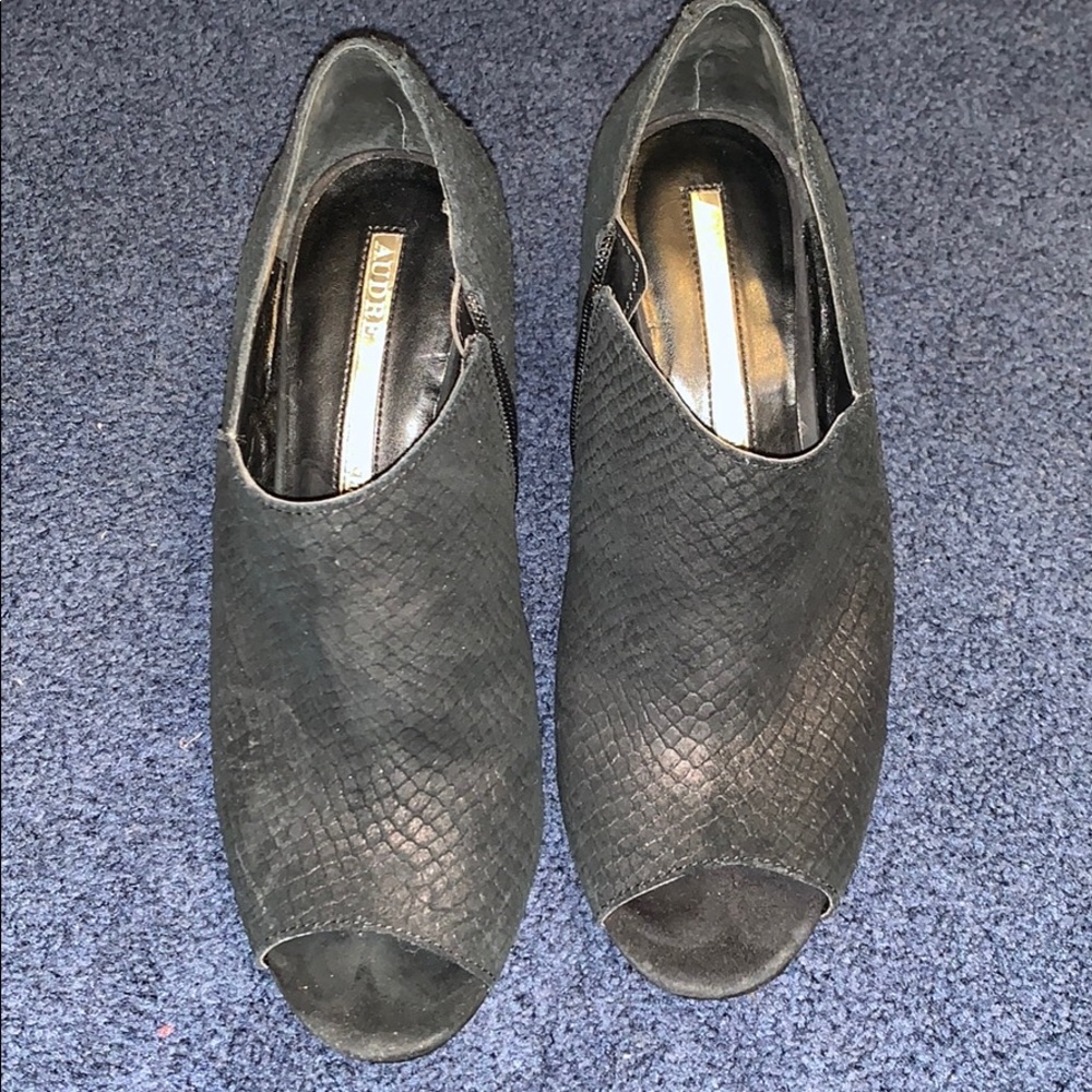 Suede snake print heels